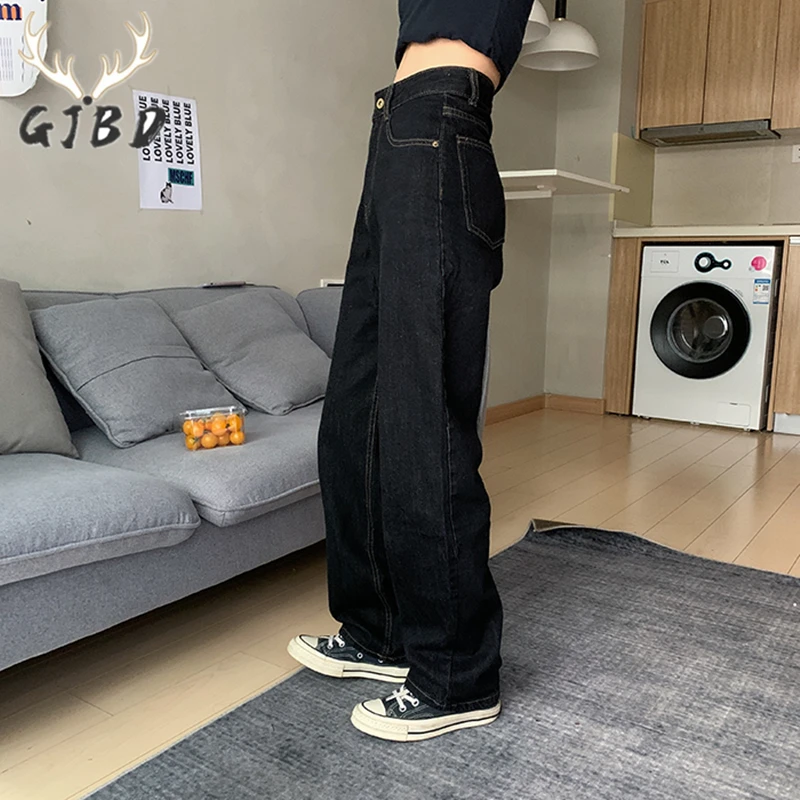 Vintage High Waist Women Black Jeans Korean Fashion Streetwear Wide Leg Jean Female Denim Trouser Straight Baggy Mom Denim Pants 1