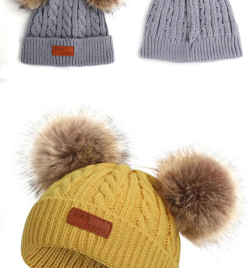 New Winter Hat Boys Girls Knitted Beanies Thick Baby Cute Hair Ball Cap Infant Toddler Warm Cap Boy Girl Pom poms Warm Hat