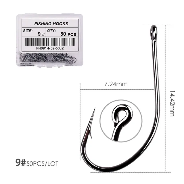 50pcs 10pcs Coating High Carbon Stainless Steel Barbed Carp Fishing Hooks Pack with Retail Original Box Fishing Hook Tackle Size 9 - 50pcs
