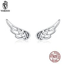 Voroco настоящий 925 пробы, серебряные милые серьги-гвоздики с крыльями феи для женщин, вечерние ювелирные изделия для помолвки, серебряные серьги BKE343