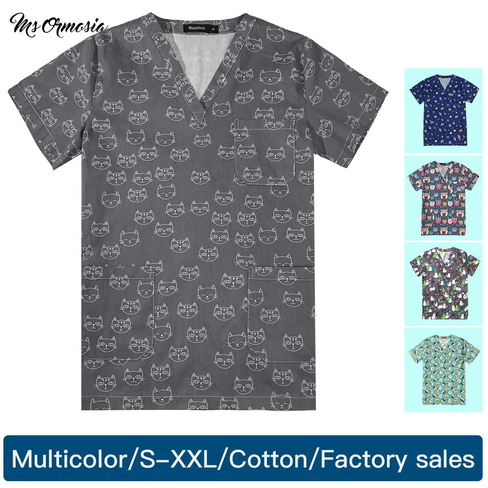 

wholesale high quality womens scrub sets workwear Male and female scrubs uniform lab coat spa uniform Multicolor top Custom logo