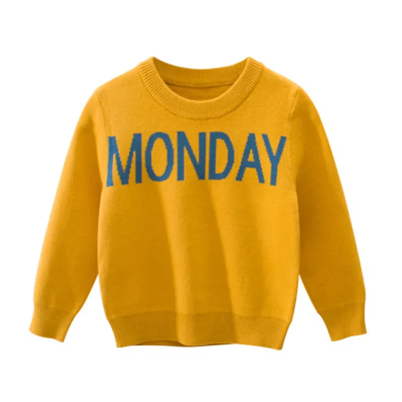 

2020 Autumn Kids Knit Sweater for Boy Letters Monday Tuesday Wednesday Thursday Friday Saturday Sunday Knitwear Sweater for kids