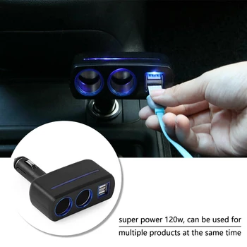 

12V Multi-port Car Cigarette Lighter Socket Adapter Double Plug Splitter Dual USB Power Charger For iPad Cellphone MP3 Player