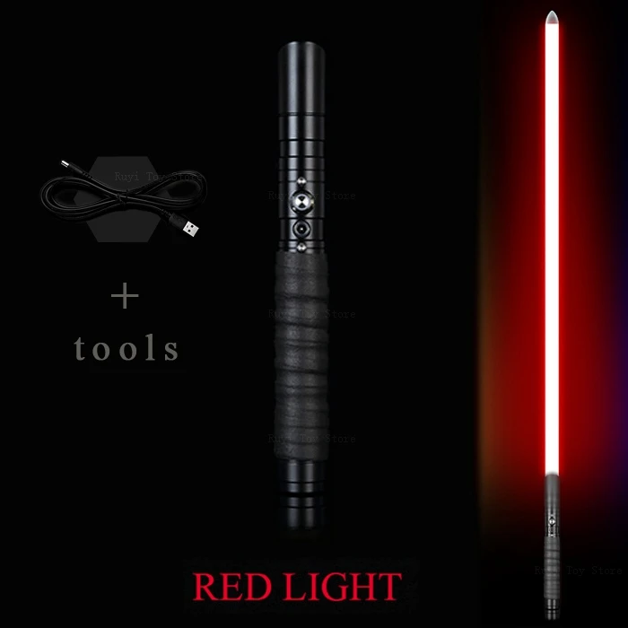 Световой меч Jedi sith Luke Light Saber Force FX Heavy Dueling перезаряжаемый меняющийся цвет звук FOC Блокировка металлическая ручка меч - Цвет: black-red
