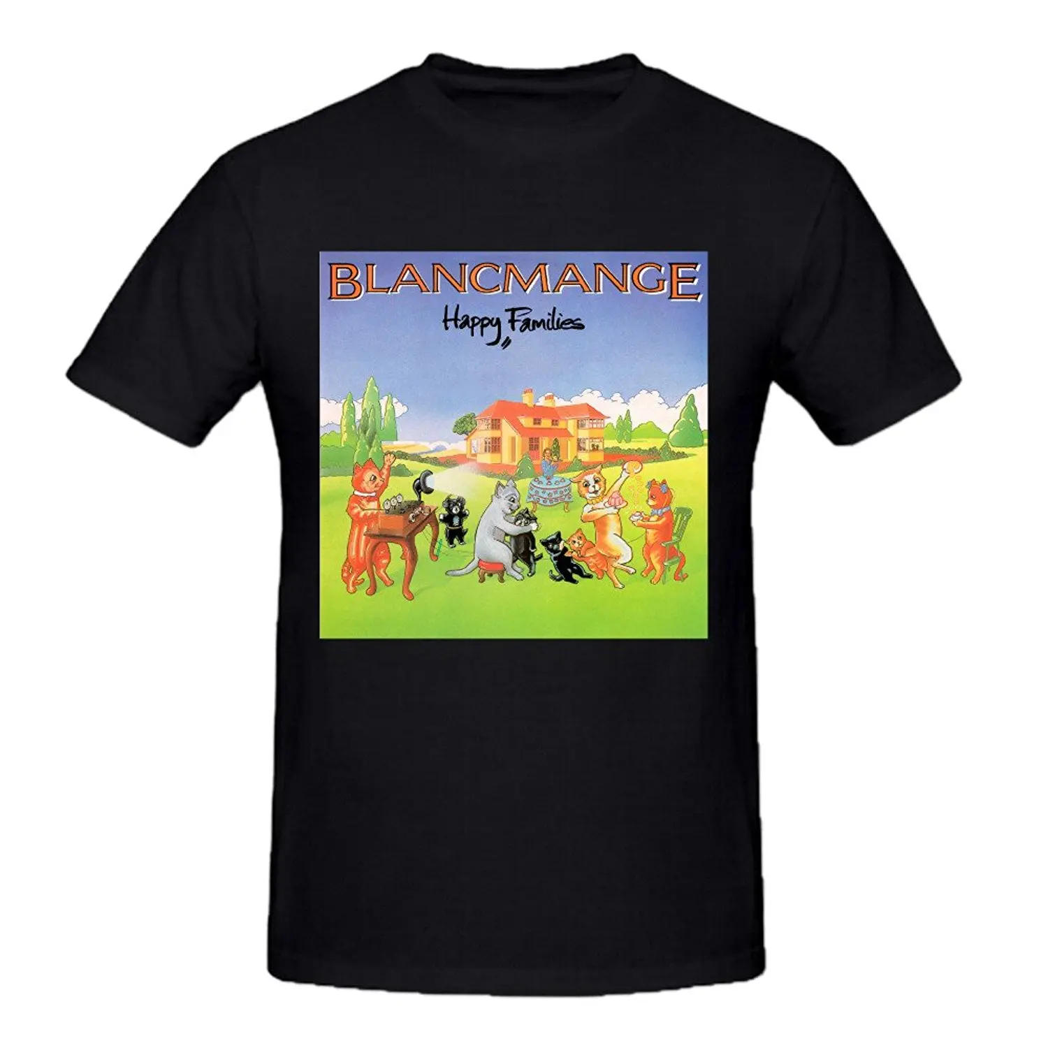 T-shirt Short Sleeve Mens Blancmange Happy Families Funny Tee Shirts For Men | Мужская одежда
