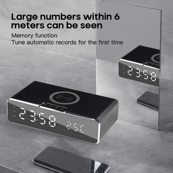 

Clock Wireless Charger Mobile Phone Bluetooth Headset Dual-use LED Smart Silent Alarm Clock Wireless Charger For Airpods Apple
