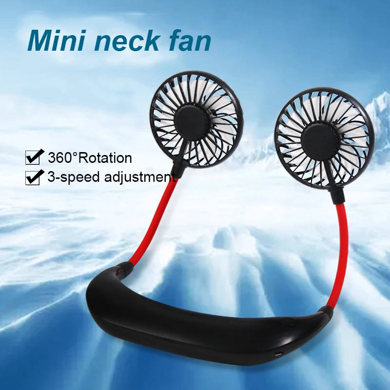 Neck Fan Sports Hand Free Portable LED Light 7 Leaf USB Rechargeable Personal Wearable Fans for for Office Outdoor Travel FS64