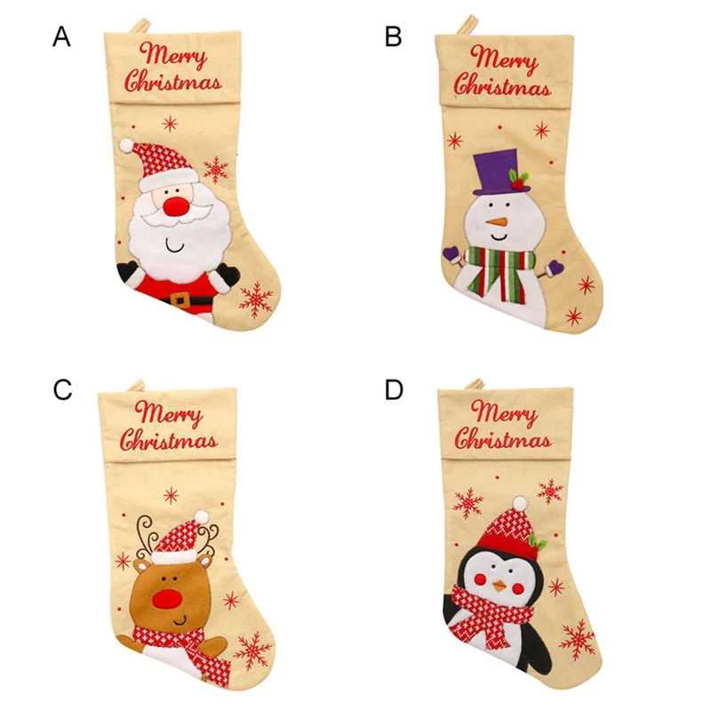 Christmas Stocking With Hanging Rope Christmas Candy Gift Bag For Children Portable Gift bag(large Size