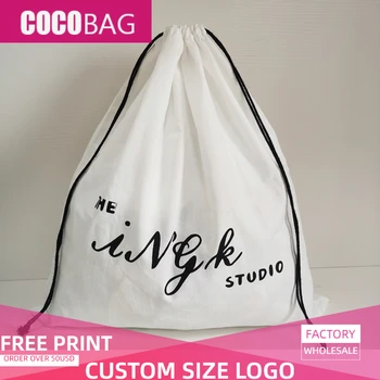 

10PCS 40x45cm Custom Logo ECO Friendly White Cotton Drawstring Bags Cloth Shoe Box Cover Dust Pouch Shopping Packaging Gift Bag