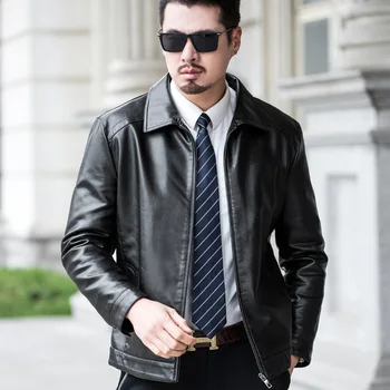 

Warm Men's Coat Autumn And Winter New Leather Men's Suit Collar Thickened Plush Leather Jacket Handsome Casual Men's Wear 2020