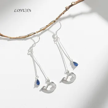 

high quality Korean fashion 925 silver whale blue crystal earring For women the best birthday present Party accessories jewelry