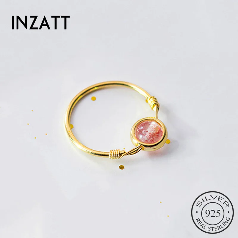INZATT Настоящее серебро 925 проба Клубника Кристалл круглое кольцо для модных женщин вечерние милые ювелирные изделия аксессуары подарок