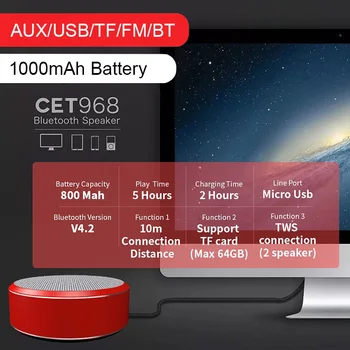 

Portable TWS Bluetooth Speaker Mini Wireless Speakers Bass Outdoor Sports Home Music Player Subwoofer Stereo Sound TF FM Radio