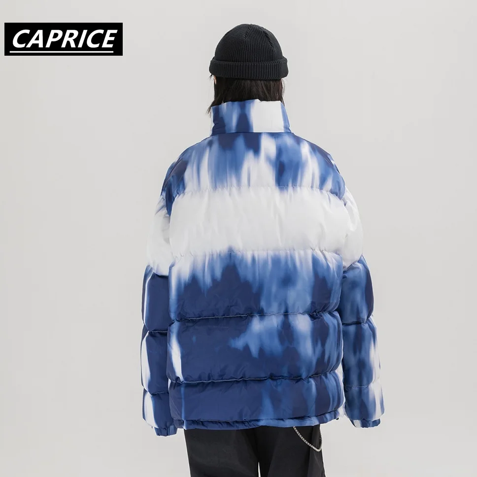 Tie Dye толстые теплые куртки для мужчин/женщин хип хоп зимние парки Harajuku блочная