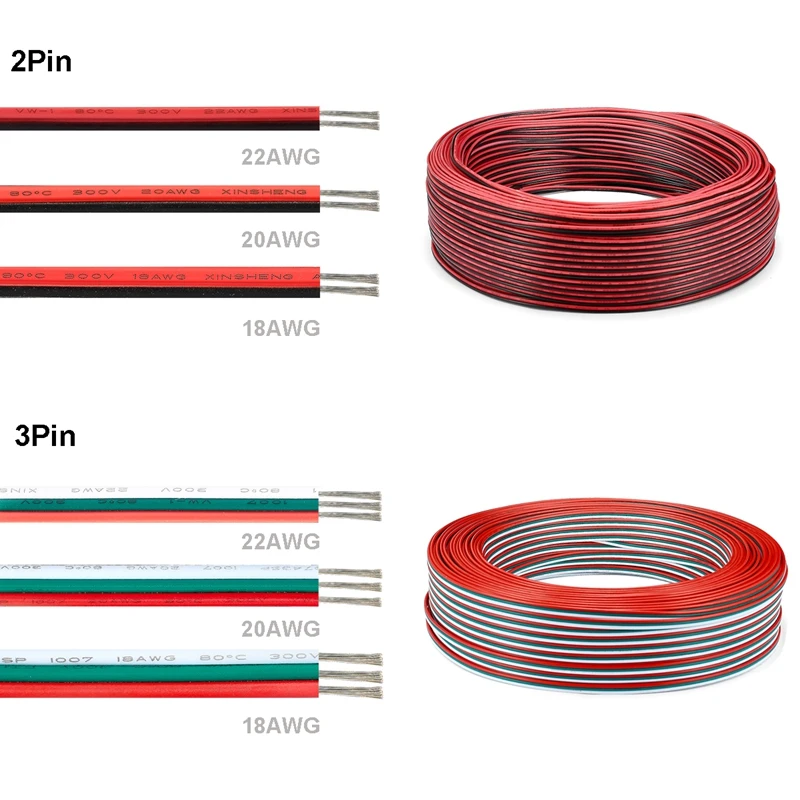 2/3/4/5pin Соединительный кабель для светодиодной электрической проволоки 22AWG 20AWG 18AWG
