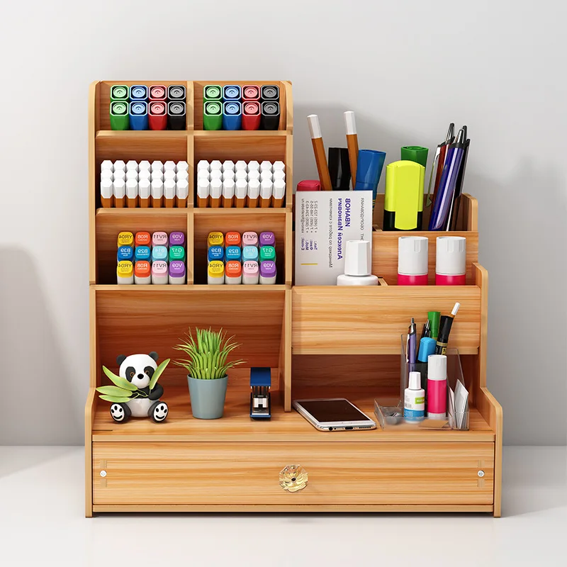 Boîte De Rangement Multifonction Pour Stylo Bricolage, Boîte De Support En  Bois? Organisateur De Bureau? Papeterie? étagère De Rangement De Bureau?  Maison Bureau? Boîte De Rangement Z2527