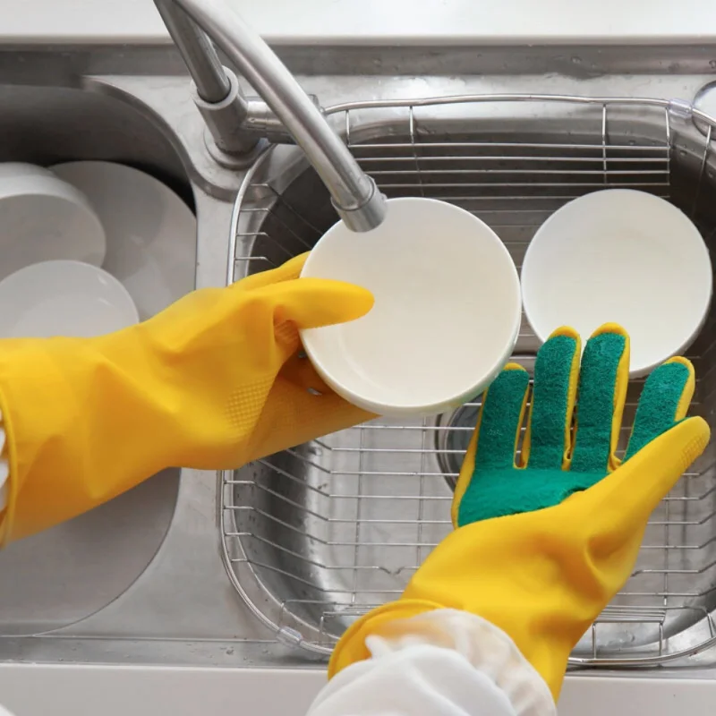 

Magic Rubber Cleaning Gloves Dishwashing Scrubber Non-slip Household Dish Washing Sponge Rubber Scrub Gloves Portable Kitchen