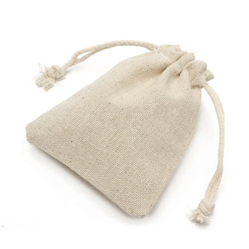 Natural Burlap Linen Jute Vintage Wedding Drawstring Gift Favor Sack Bags HC 