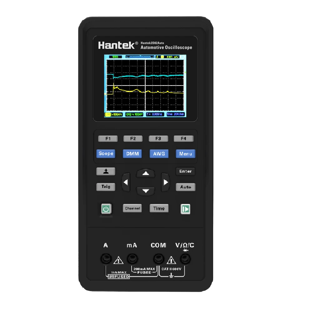 Портативный автомобильный осциллограф Hantek 2D82 4 в 1 цифровой 80 МГц + DMM AWG