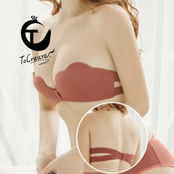 

iadore la Thin Strapless Anti-Slip Beauty Back Gather Bra Sexy Incognito without Rims Lingerie Small Chest Cup