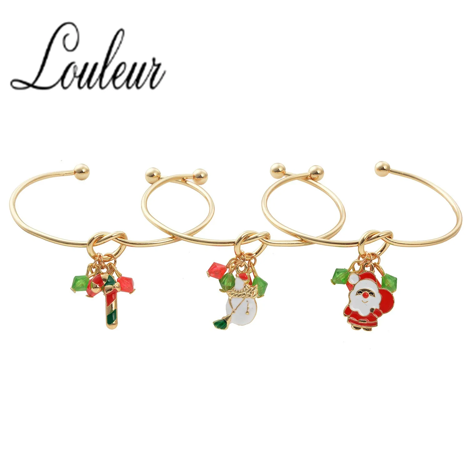 9 видов стилей браслет золотого цвета браслет Рождественская елка олень Подвеска с Санта-Клаусом Открытый браслет для женщин подарок девушки