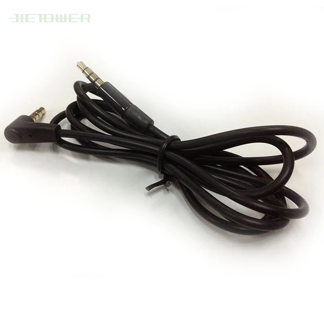 50PCS 90 Degree Angled Short 4 pole 3 5mm to 3 5mm Audio Cable Plug jack 3 5 male to male Car Sound Wire headphone for phones