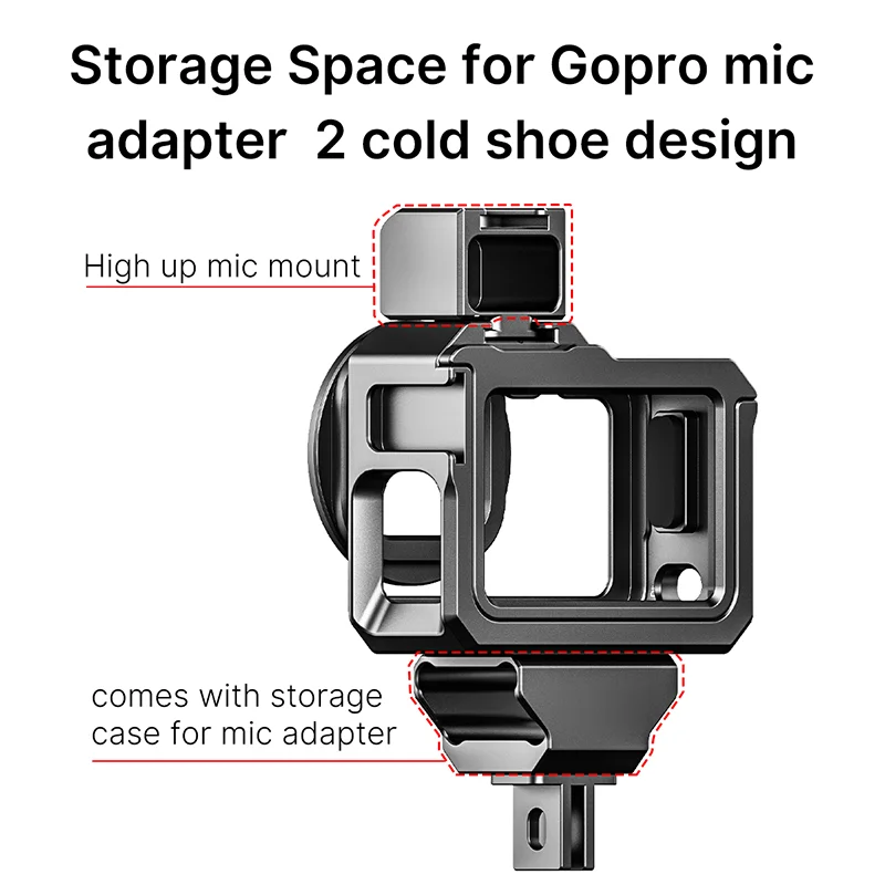 Gaiola de Metal para Gopro Caixa de Proteção com Dupla Tampa e Filtro para Câmera e Microfone Hero Ulanzi 9 - Image 4