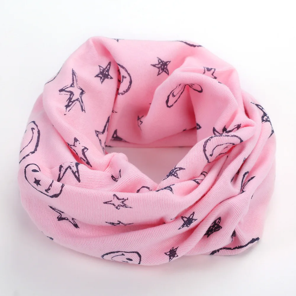 Детский шейный шарф, Корейская версия, чистый хлопок, улыбающееся лицо, узор со звездой, теплый шарф-кольцо