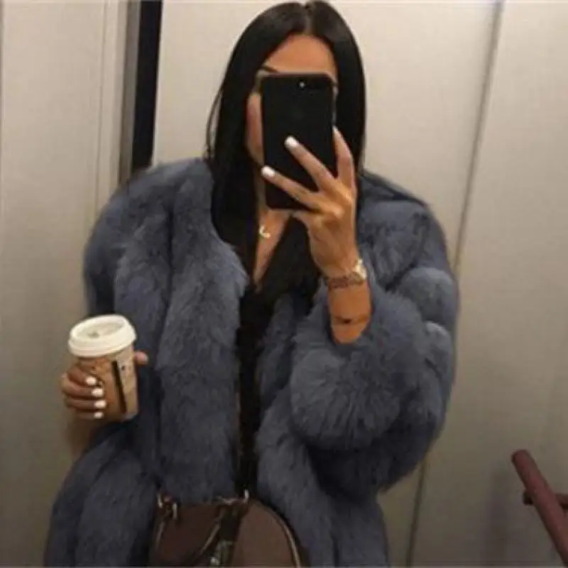 

5XL fur coat fox Warm Plush Teddy Coat Brand Fur Jacket Female Thicken Faux Fur femme Outwear women fur fox coats winter gray
