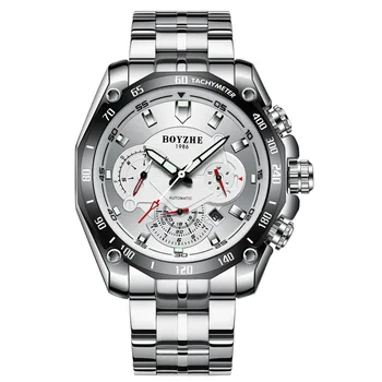 Automatic Mechanical Watch Men's Relogio Male Fashion Stainless Steel Watch Waterproof Luminous Luxury Clock Month Calendar Week 1