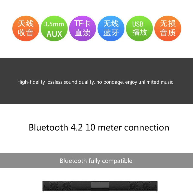 Беспроводной Саундбар 20 Вт Bluetooth динамик звуковая панель домашний кинотеатр 3D объемный стерео Бас Сабвуфер Портативный динамик s для телефона