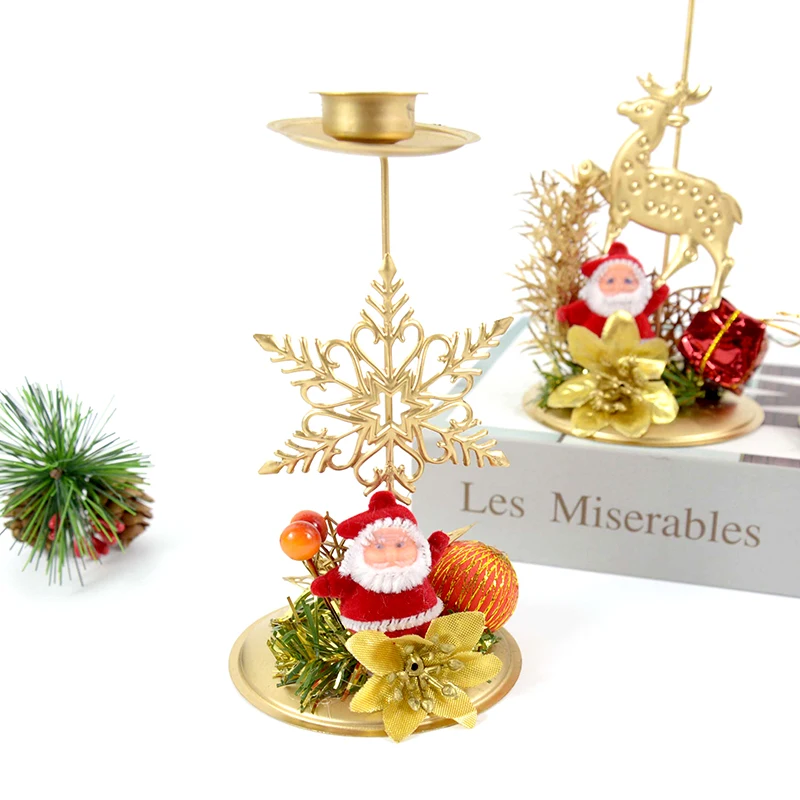 Navidad Xmas Candle Holder Christmas Tree Candlestick Table Ornament Decorations for Christmas New Year Party Dinner Decorations