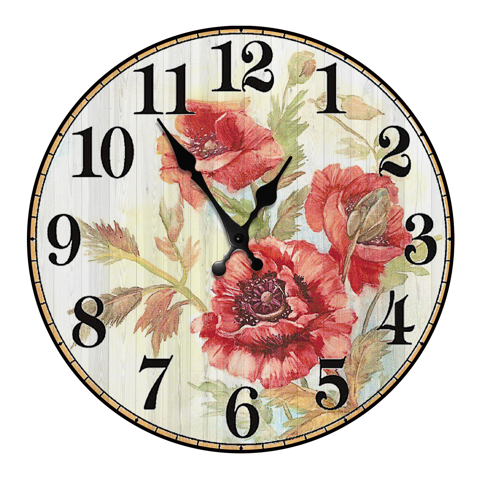 Non Ticking Silent Wall Clock,Rose Flower Clock for Kitchen Bedroom Living Room Office School Home Decor
