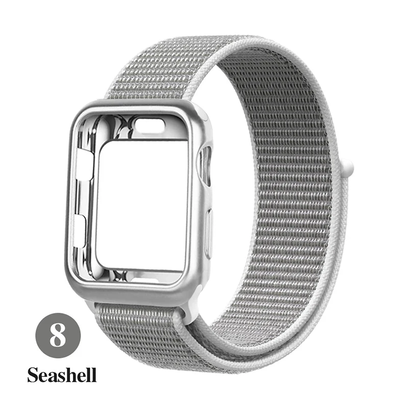 Нейлоновый ремешок+ Мягкий силиконовый чехол для Apple Watch 4 5 3 44 мм/40 мм спортивный ремешок iwatch 54321 42 мм 38 мм ремешок для часов correa pulseira