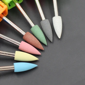 

1Pcs Cuspidal 4mm Head 7 Colors Rubber Silicon Carbide Nail Buffer Electric Manicure Machine Nail Drill Accessories Rotary Tools