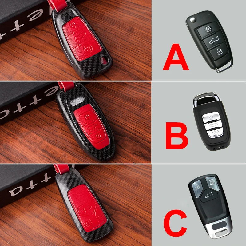 Углеродное волокно кожаный чехол ключа дистанционного управления автомобилем чехол для Audi A3 A4 B6 B8 B7 B5 A6 C5 C6 Q3 Q5 Q7 TT A1 A7 A8 S3 S4 S5 S6 S8 A4L A6L