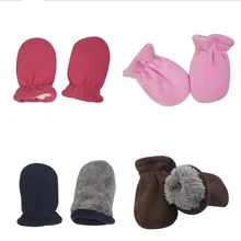 Зимние теплые детские перчатки с защитой от царапин, утепленные варежки для новорожденных, защитные детские варежки для малышей, Аксессуары для младенцев, От 0 до 2 лет