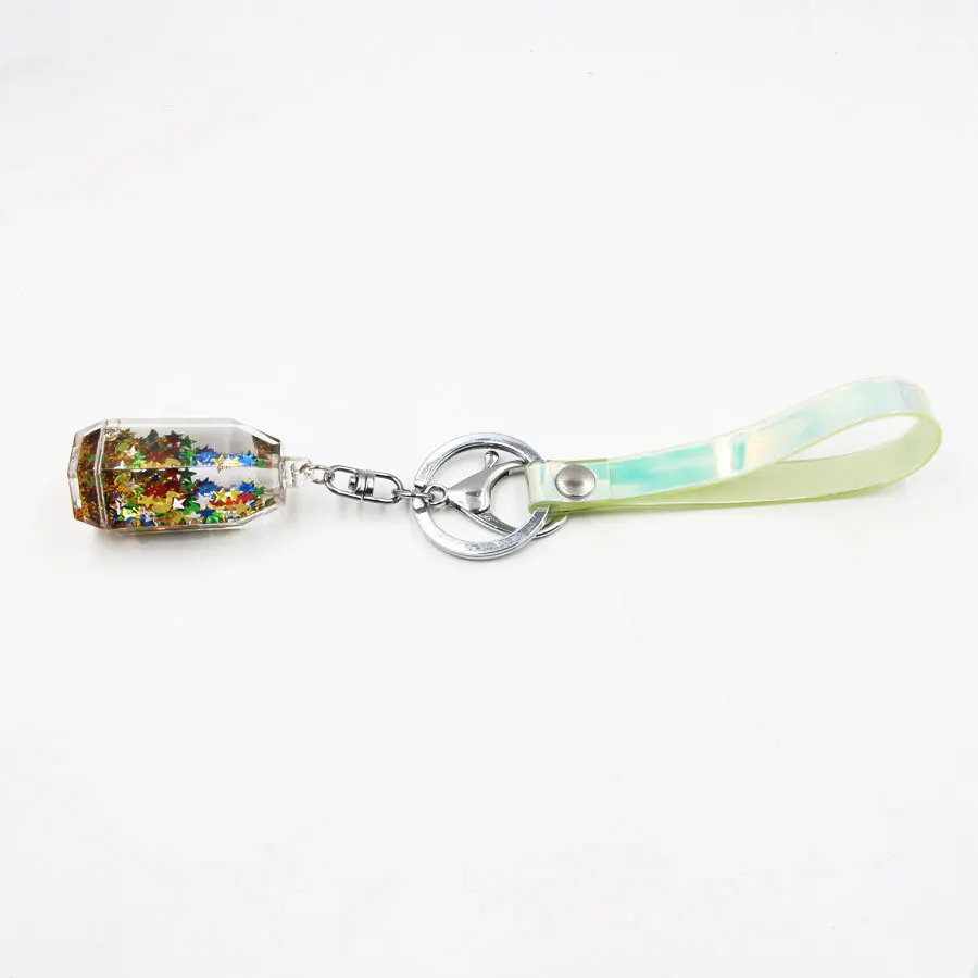 

Stylish Crystal Column Drop Bottle Key chain with Gypsophila Keychain for Women Bag Charm Backpack Car Key Ring llavero mujer