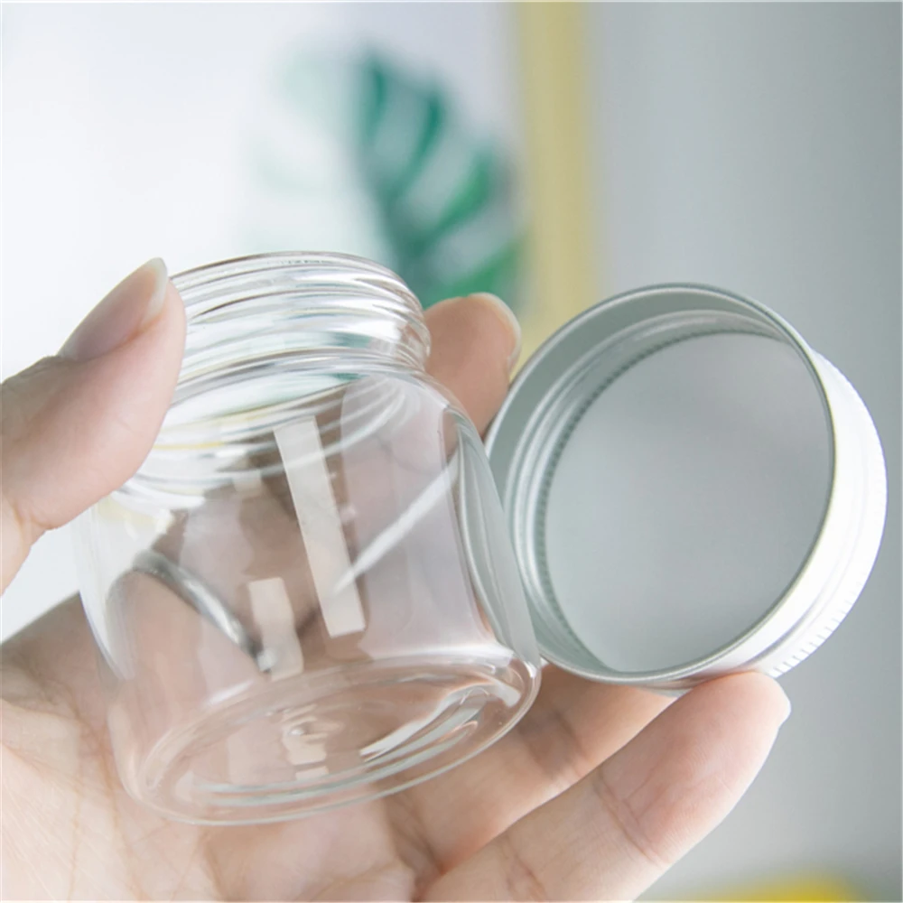 50ml Hyaline Glass Vial with Silver Aluminum Cover Small Gifts Crafts Cosmetic Container Wishing Bottle Recyclable Sub Jar 6Pcs