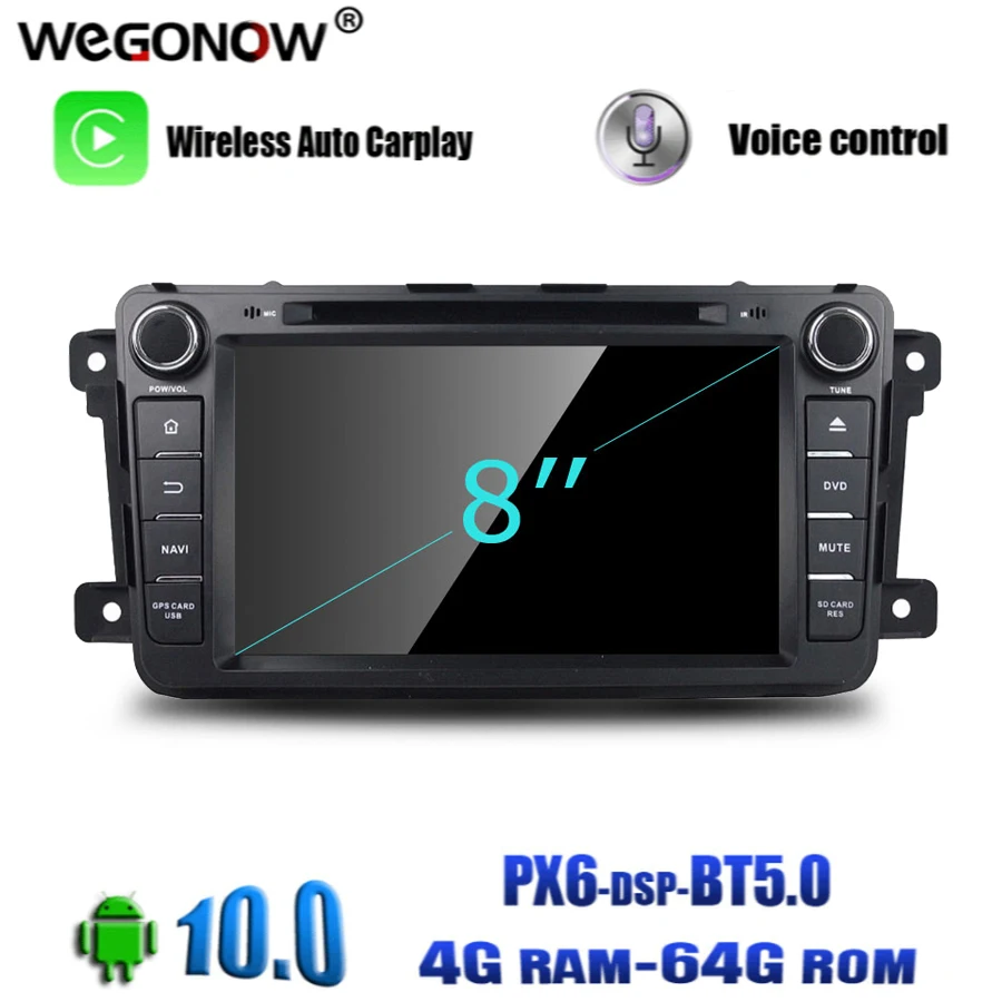 Автомобильный мультимедийный DVD-плеер PX6 DSP Android 10 0 Восьмиядерный 4 Гб 64 GPS карта RDS