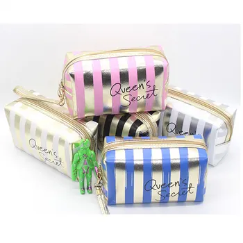 

Letters Cute Mini Bag Portable PU Women Lady Cosmetic Bag Striped Fashion Wholesale Fashion Small Clutch Bag Make Up Bag