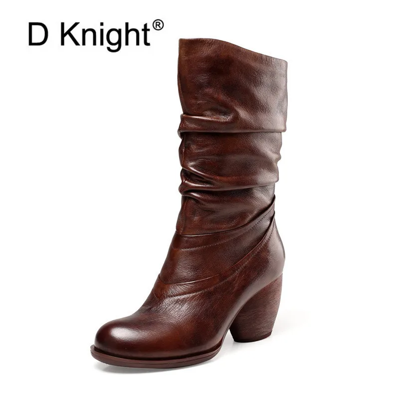 

100% Genuine Leather Cold Winter Shoes Women Snow Boots Warm Shoe Woman Ankle Boots Female Lady High Heels Boots Shoes Handmade