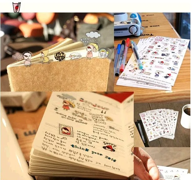 Cute Cartoon Little Red Riding Hood Transparent Sticker MY Little Friend Notebook Decorative Stickers 6 Sheets