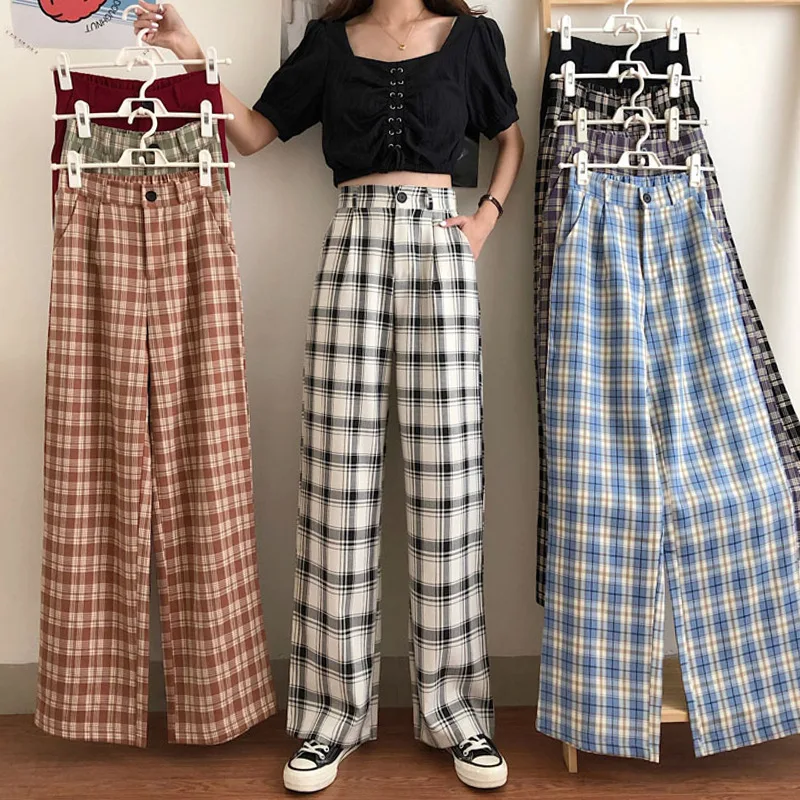 

Plaid Trousers Women's Winter Draping 2023 New Straight Loose Pants Casual Slimming Versatile High Waist Wide Leg Pants