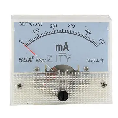 85C1 прямоугольной формы 0-500mA аналоговый панельный амперметр