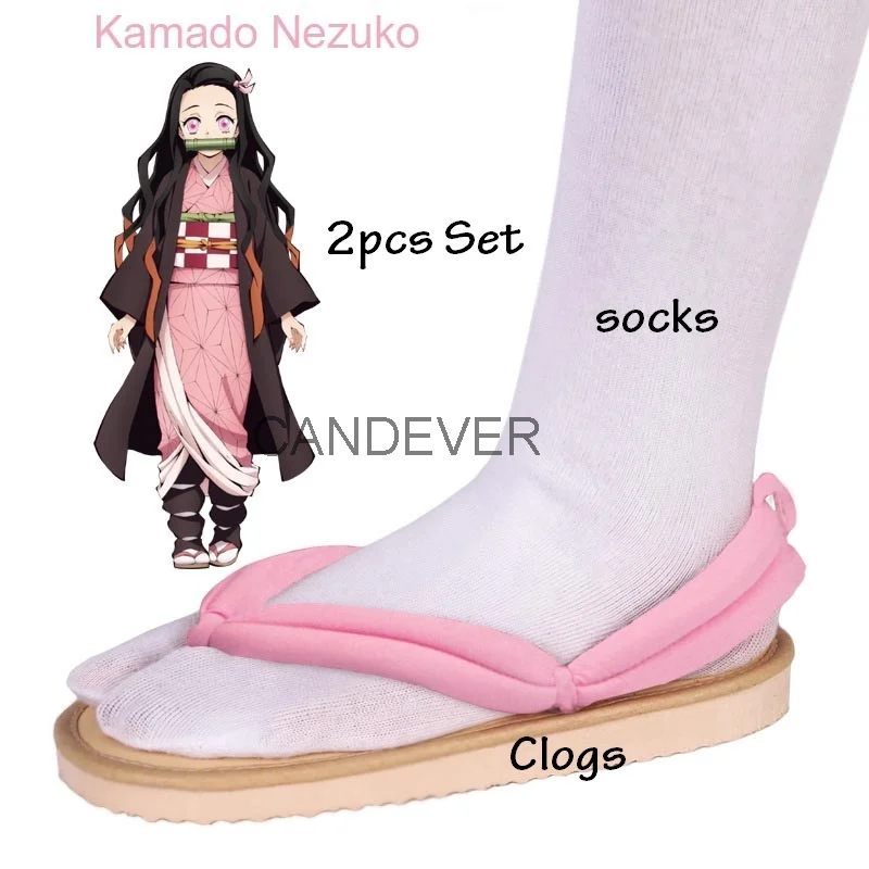 Cosplay Shoes Anime Cosplay Tanjirou Kamado Nezuko Geta Clogs Kimetsu no Yaiba Sandals Shoes Agatsuma Zenitsu Flip Flop kid child
