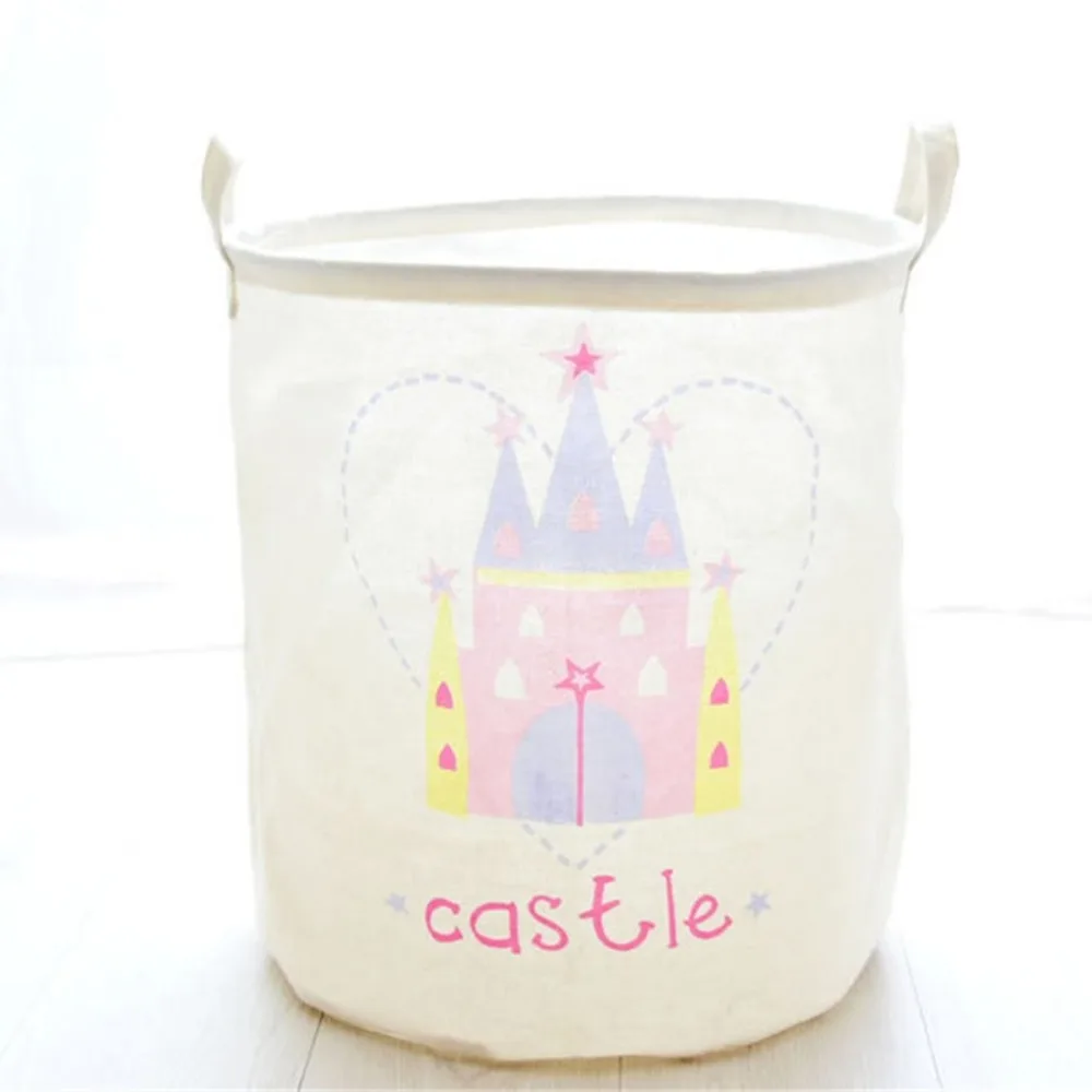  Laundry Basket Storage Basket Organization Folding Toy Desk Cotton Linen with Handle Dirty Clothes 