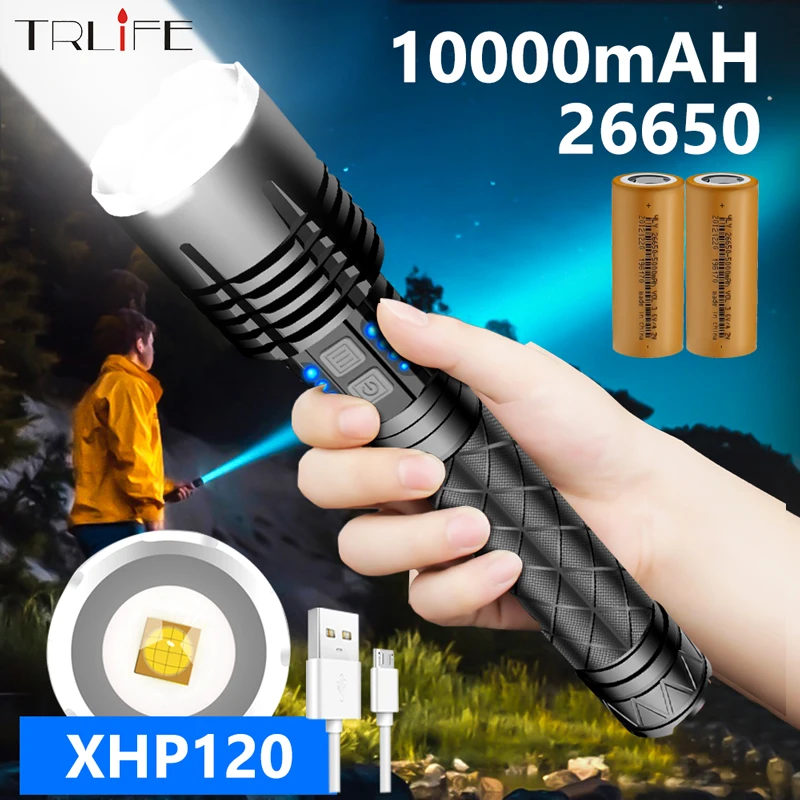 2000000lm Ultra Power Xhp120 Brightest Flashlight Aluminum Hunting