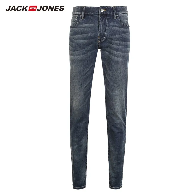 JackJones модные трендовые узкие удобные мужские осенние джинсы с заниженным шаговым