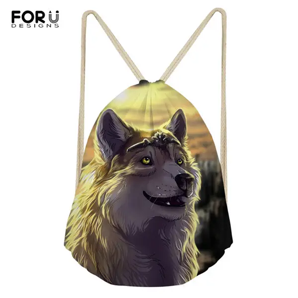 FORUDESIGNS/модные сумки на завязках для путешествий "Fantasy Wolf" узор Для женщин обувь карманы мультфильм дизайн с изображением животных, рюкзак для путешествий - Цвет: CDWX3754Z3